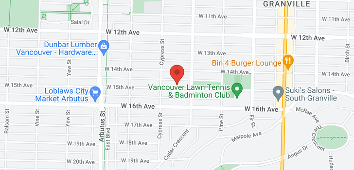 map of 1845 W 15TH AVENUE